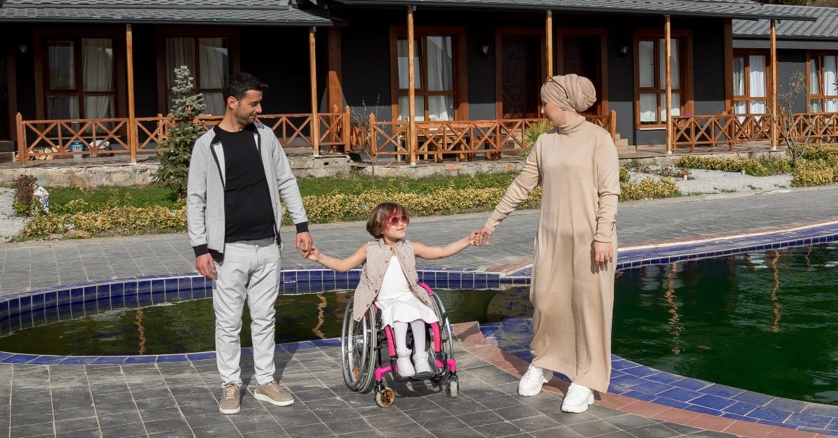 Parents with their disabled daughter