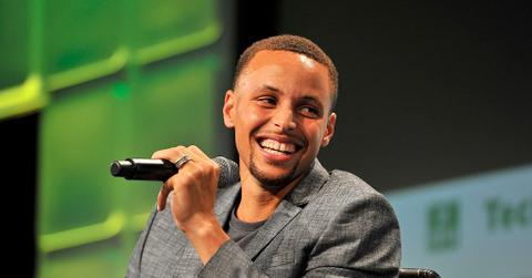 Steph Curry speaking on stage