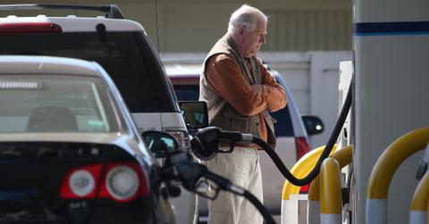 Man buying gas at a gas station