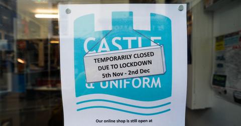 Lockdown closure notice in shop window