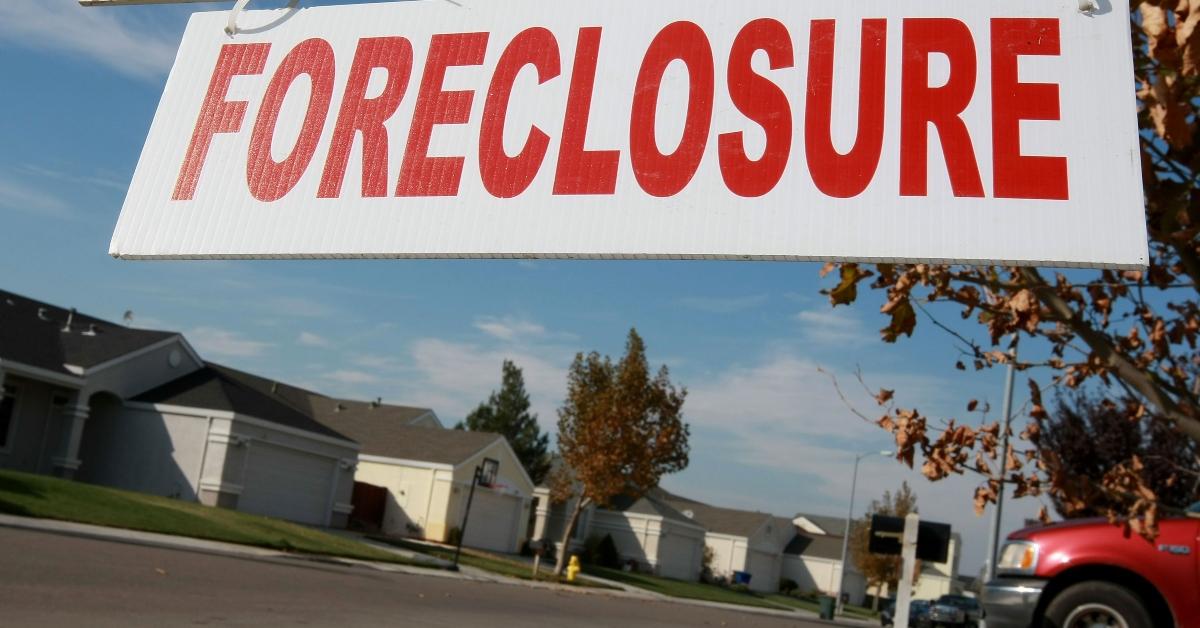 A foreclosure sign