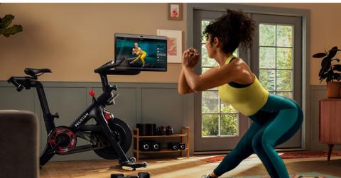 A person doing a Peloton workout