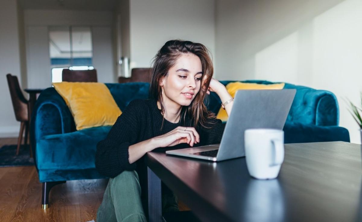 A woman using a laptop