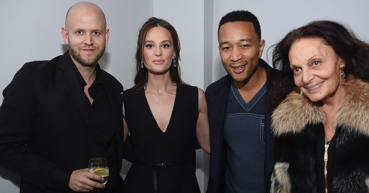 (Left to right) Daniel Ek, Sofia Ek, John Legend, and Diane von Furstenberg