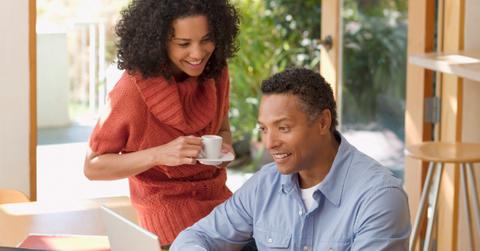 Couple looking at computer