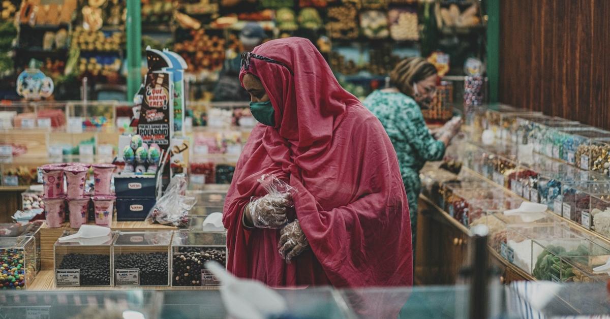 A person shopping in a grocery store