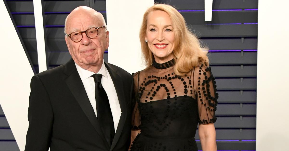 Rupert Murdoch posing with his ex-wife, Jerry Hall.