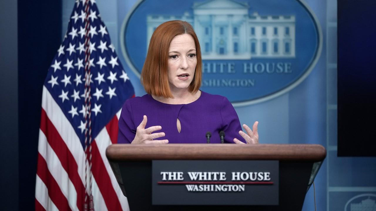 White House Press Secretary Jen Psaki discussing Russian sanctions