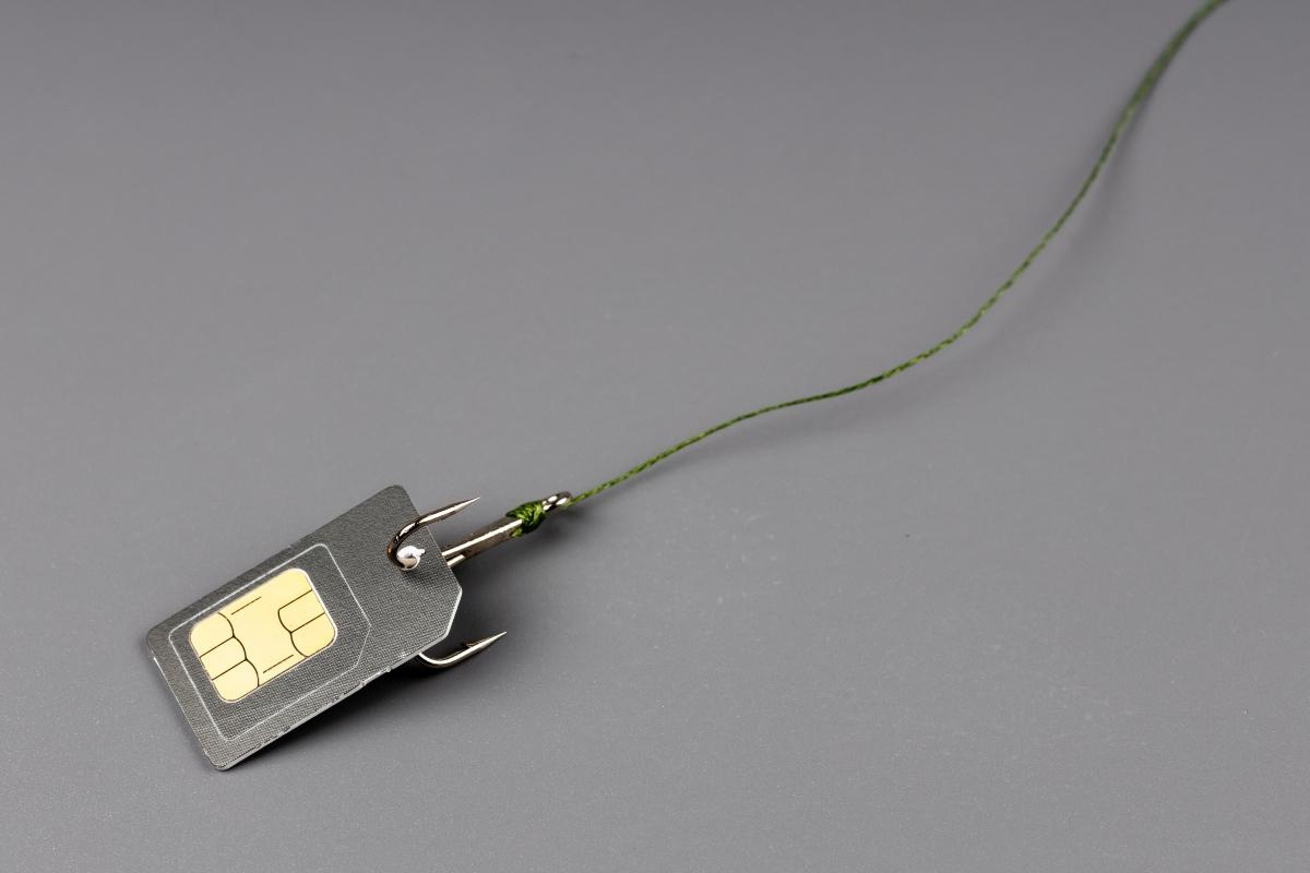 SIM card attached to a fishing lure