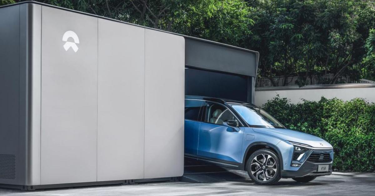 NIO car at battery swapping station