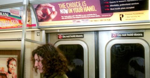 A subway ad for the abortion pill