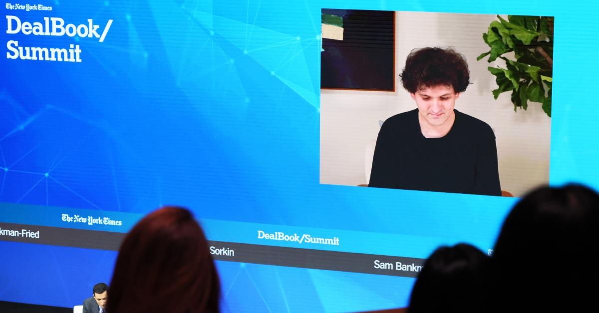 Andrew Ross Sorkin speaks with FTX founder Sam Bankman-Fried during the New York Times DealBook Summit