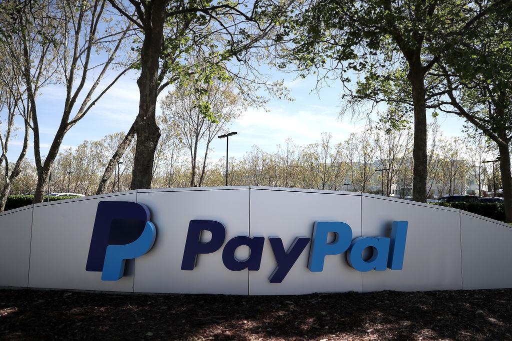 A sign is posted outside of the PayPal headquarters