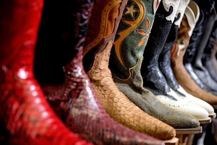 Cowboy boots on a store shelf