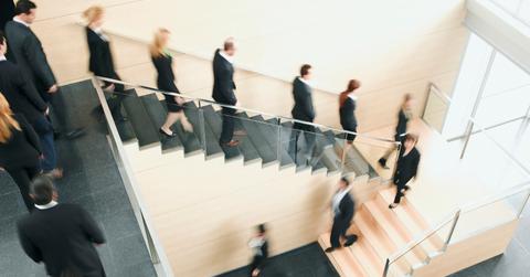 People leaving the office