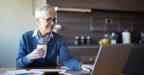 Woman looking on a laptop