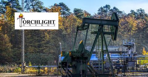 Crude oil rig and Torchlight logo