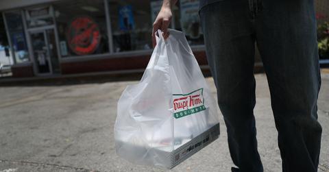 Krispy Kreme donuts outside of storefront