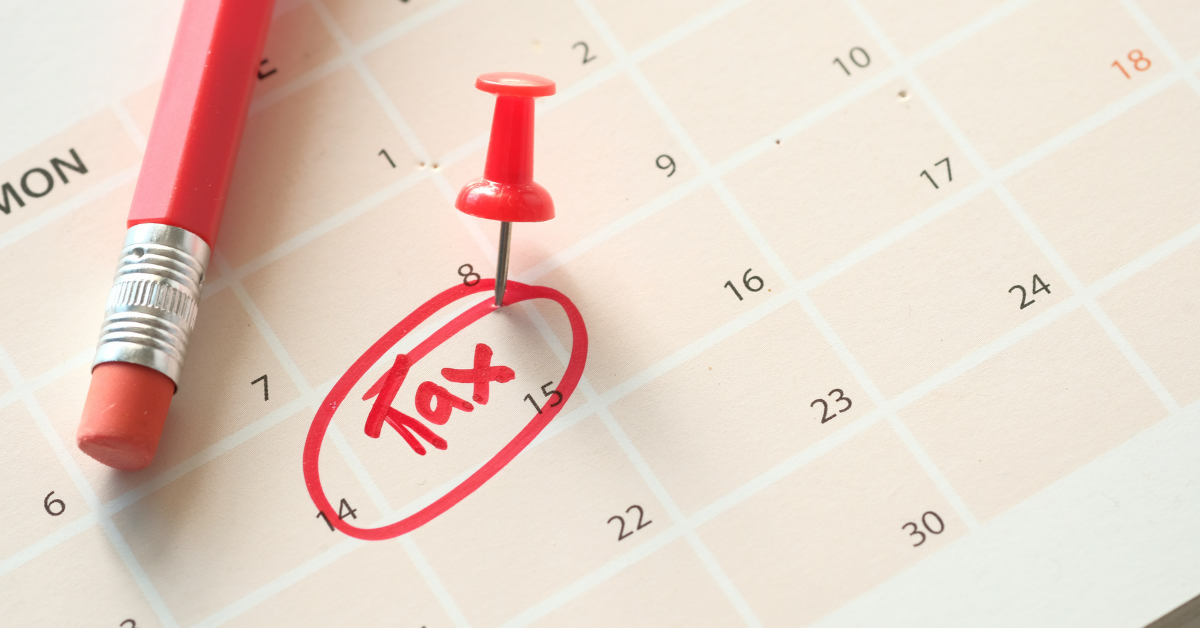 Tax day circled on a calendar