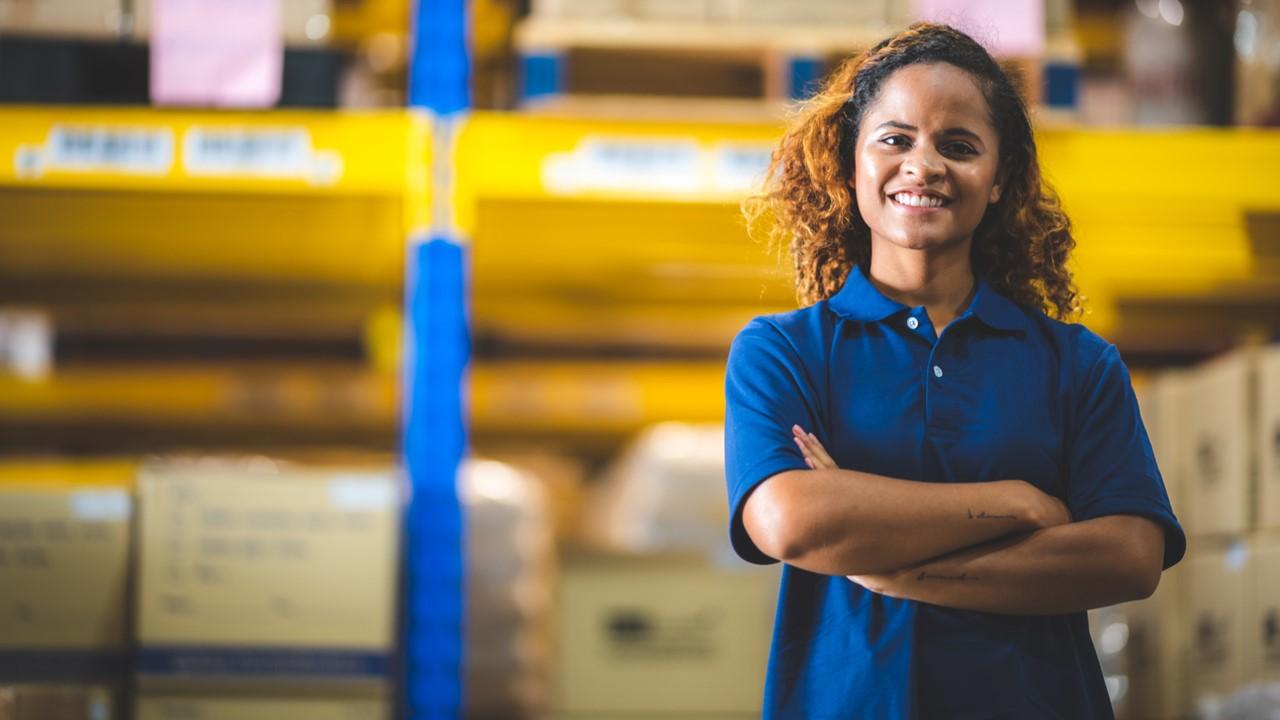 An employee in a warehouse