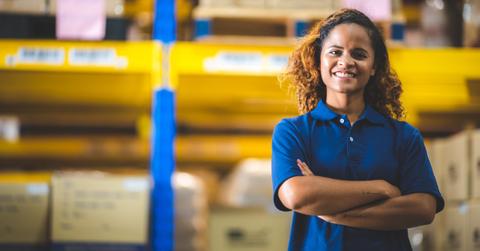 An employee in a warehouse