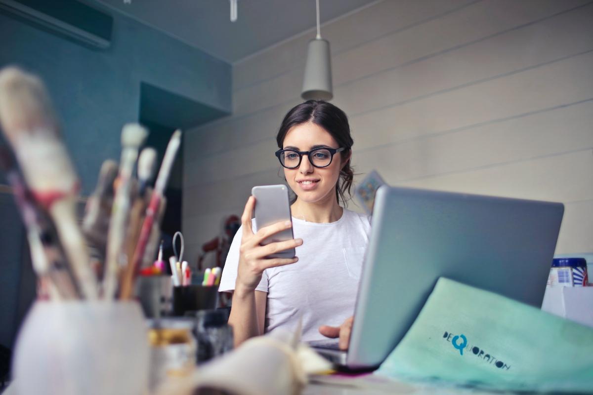 A woman signing up for a credit card