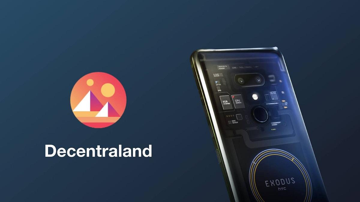 Decentraland logo and smartphone