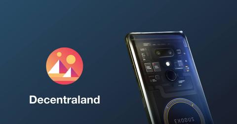 Decentraland logo and smartphone