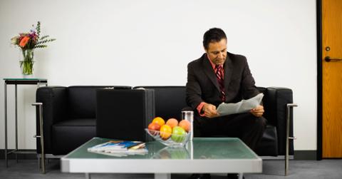 Man sits in waiting room