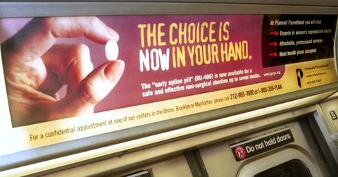 An advertisement for an abortion pill