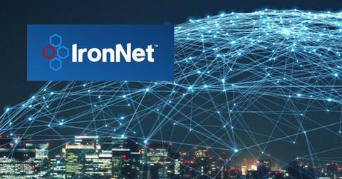 IronNet logo and city skyline