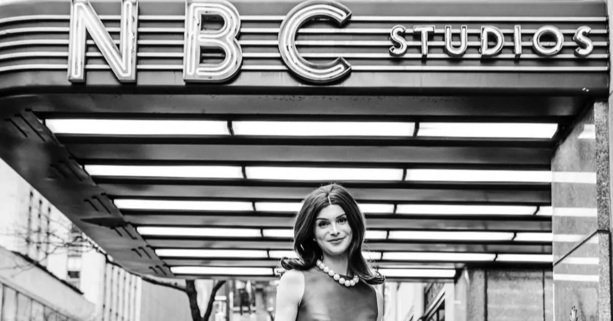 Dylan Mulvaney stands outside the NBC studios.