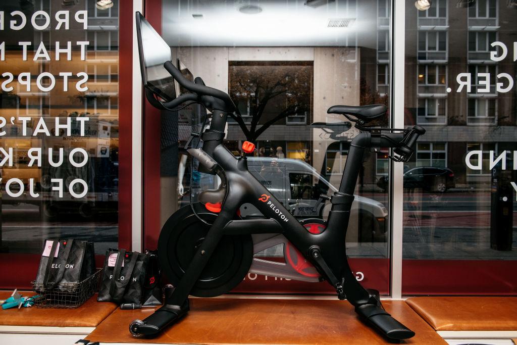 A Peloton bike in a Peloton store