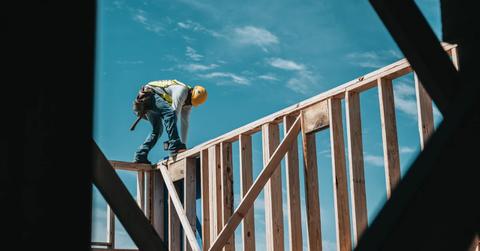 Man building a house frame