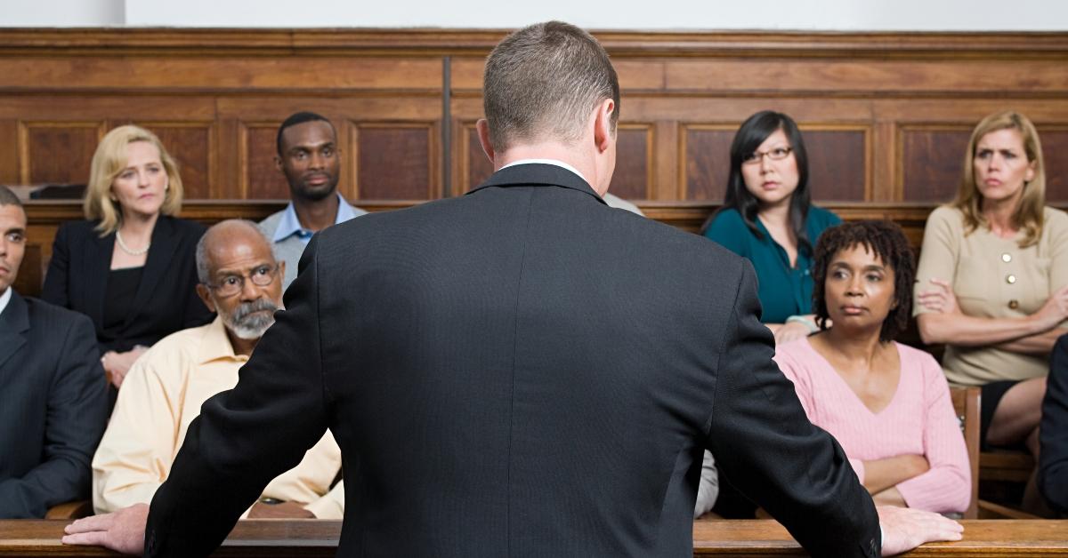 A public defender in court