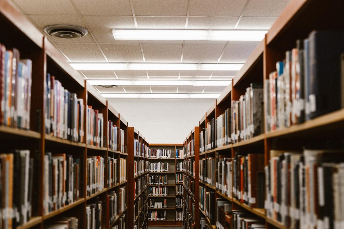 Public school library shelves