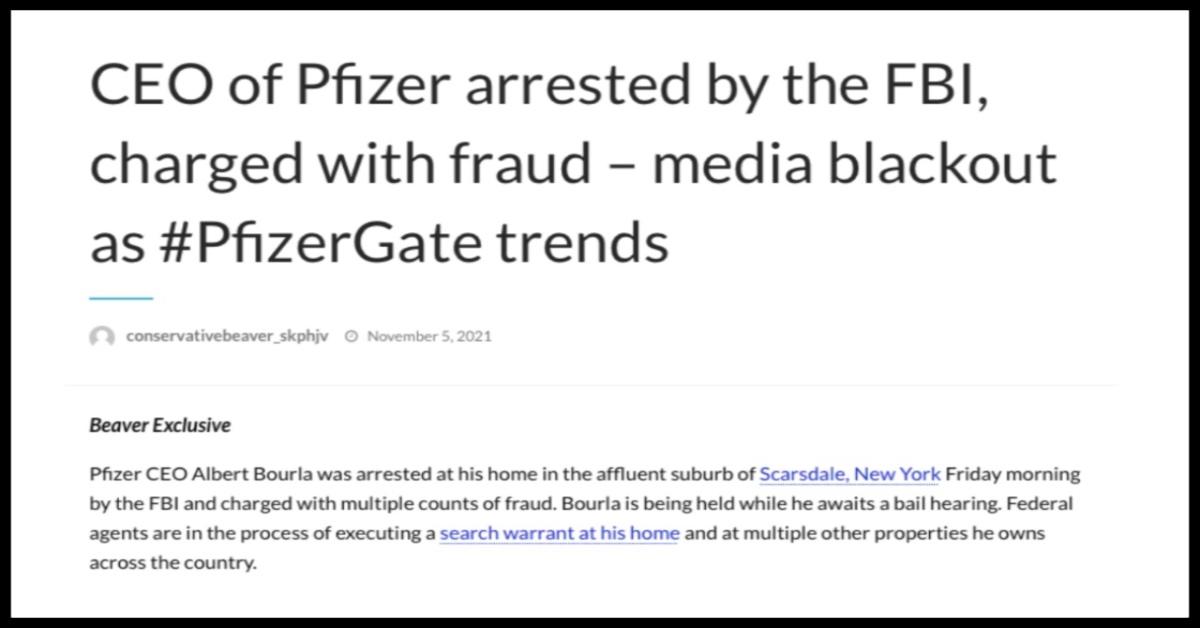 Pfizer CEO arrest rumor debunked 