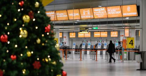 Airport terminal at Christmas time