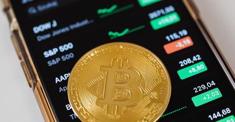 Gold Bitcoin on a smartphone