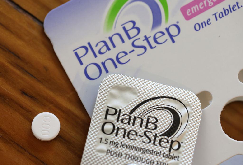 a PlanB one-step contraceptive tablet is displayed 