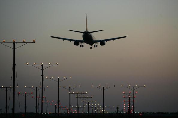 An airplane coming in for a landing