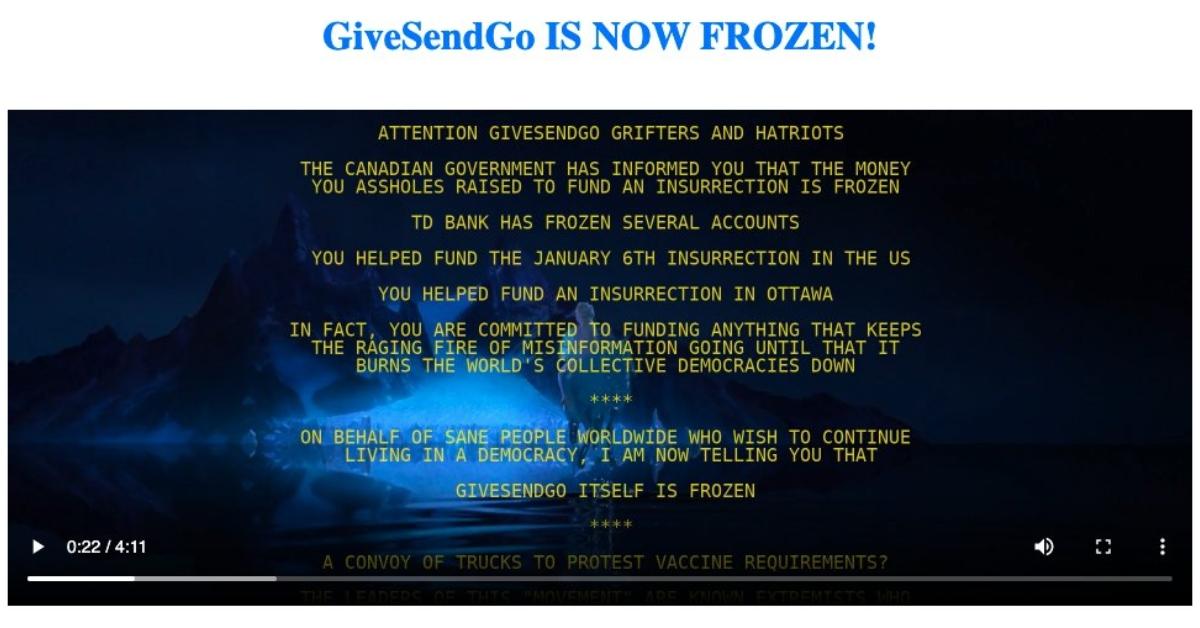 givesendgo frozen