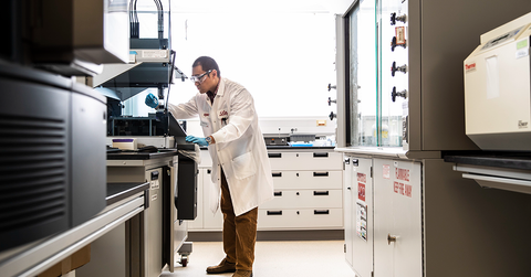 A scientist from Eli Lilly in the lab