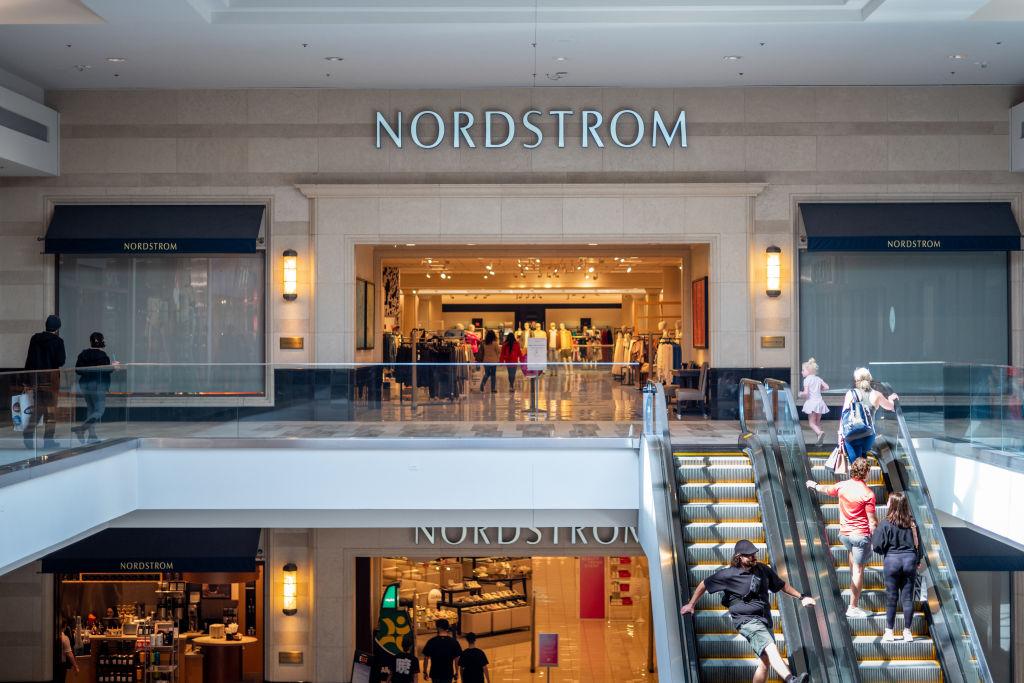 A Nordstrom storefront seen in a mall 