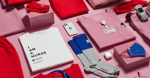 Figs healthcare apparel in pink and red