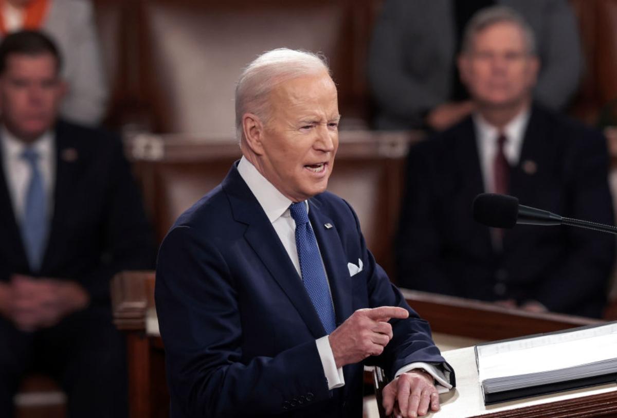 Biden giving his first state of the union address on March 1, 2022