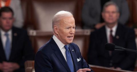 Biden giving his first state of the union address on March 1, 2022
