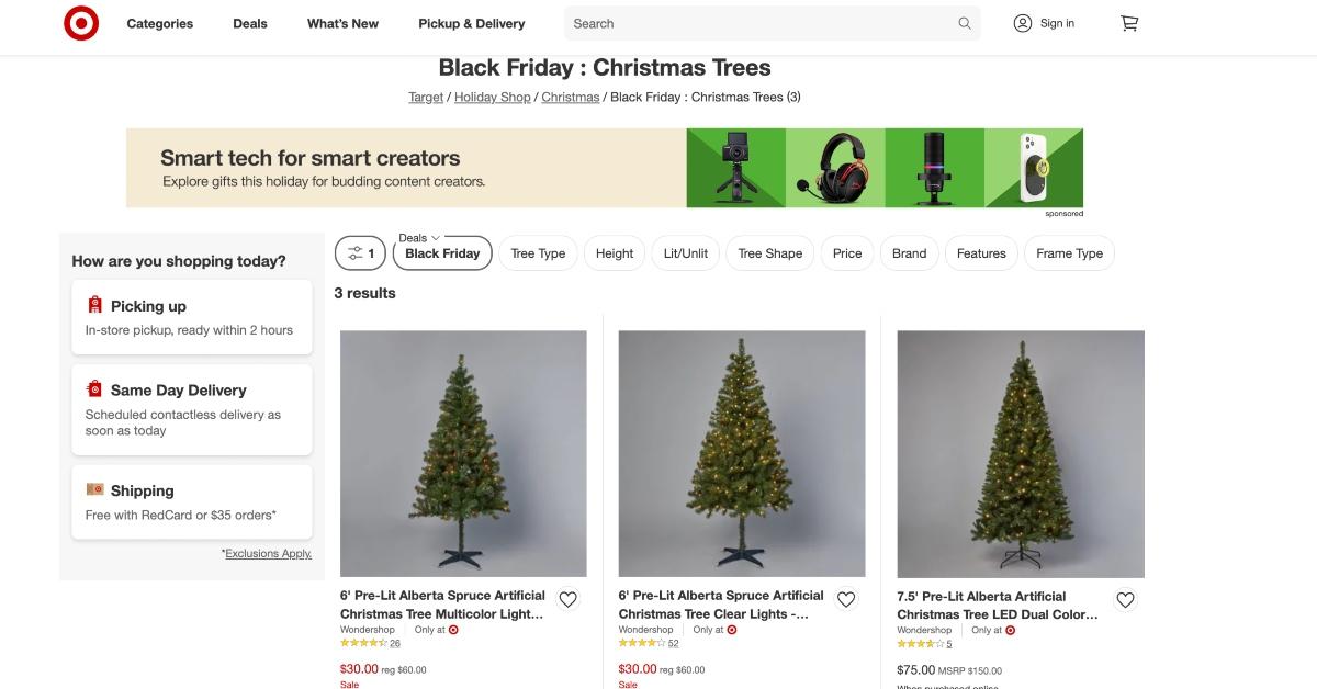 Target Black Friday Christmas tree deals