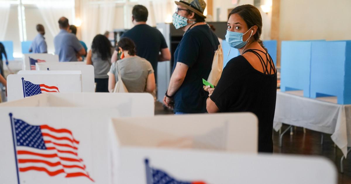 Voters at a polling place