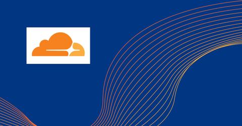 Cloudflare logo over a blue backdrop